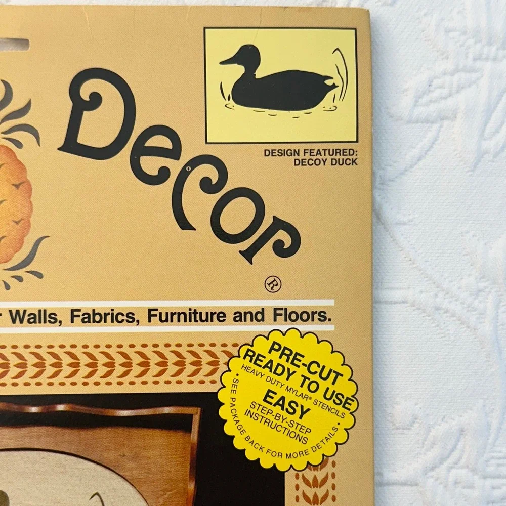 2 Vintage 80s Stencil Sets Decor Pineapple 1830 Decoy Duck 1848 Plaid Ent. Mylar